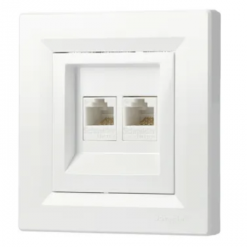 Preview: Schneider Asfora - Netzwerkdose - ISDN-Dose CAT5e 2xRJ45